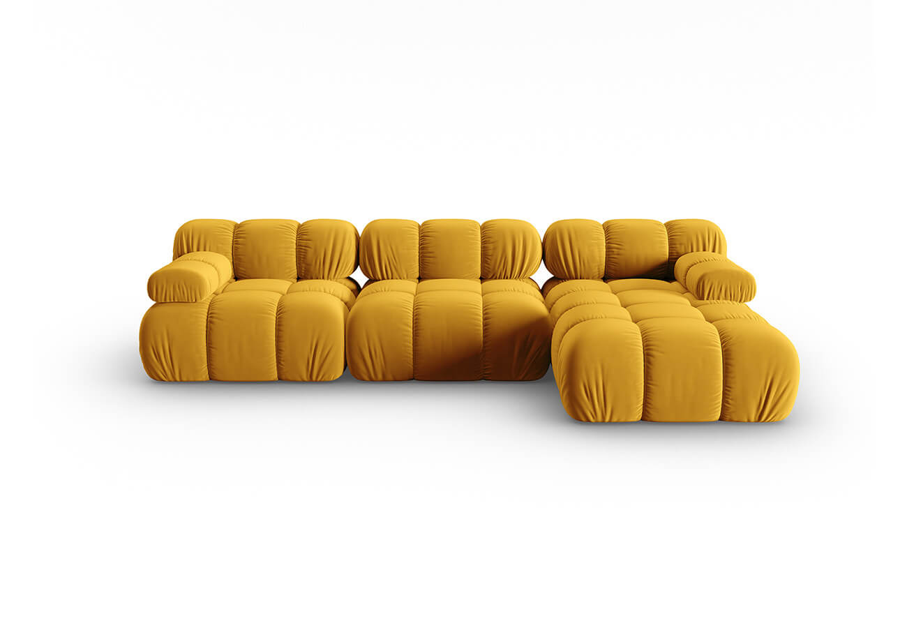 Modulární čtyřmístná pohovka Bella 282 cm samet žlutá pravá