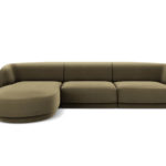 Rohová pohovka milany levá 255 cm samet zelená