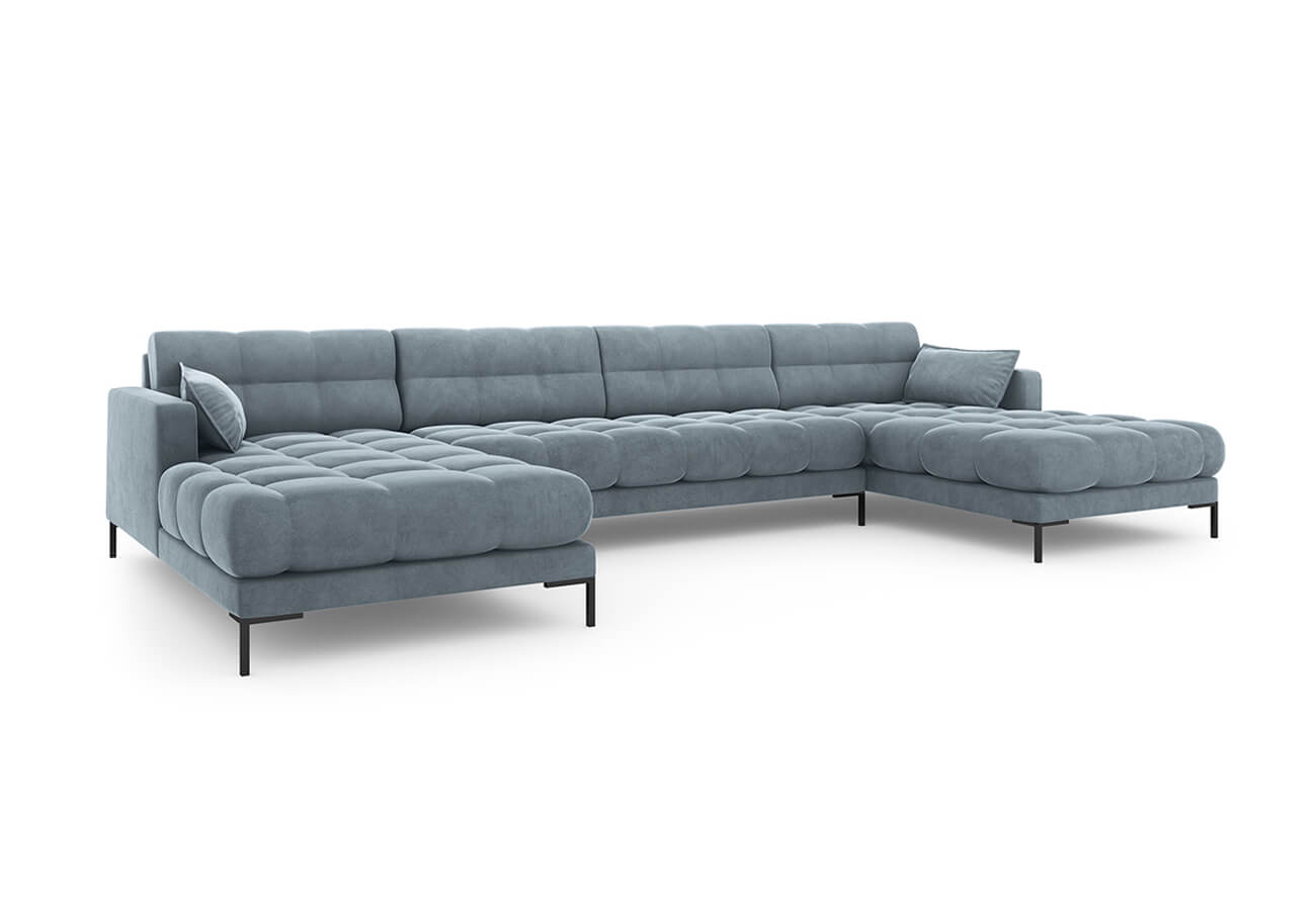 Rohová pohovka mamaia do tvaru u 383 cm samet modrá