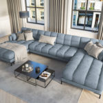 Rohová pohovka mamaia do tvaru u 383 cm samet modrá