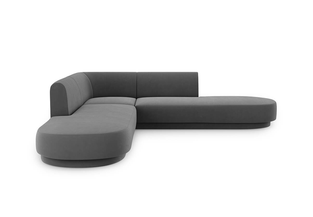 Pětimístná rohová pohovka Milany 248 cm samet šedá