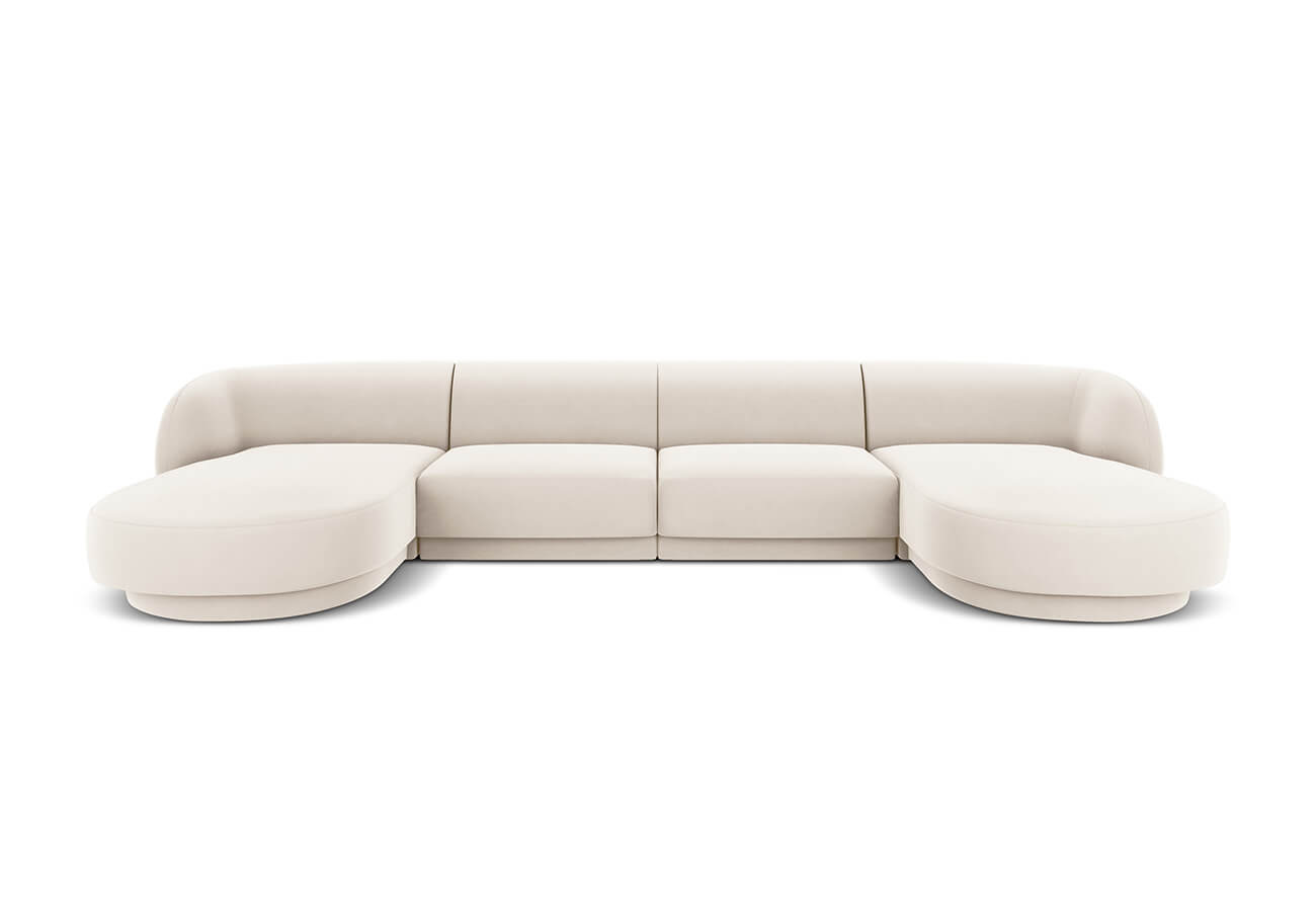 Rohová pohovka Milany do tvaru u 330 cm samet světle béžová