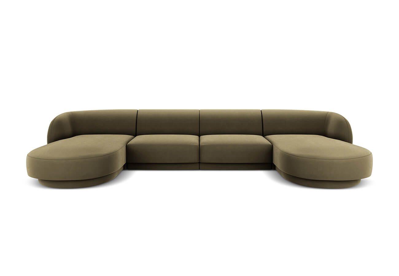 Rohová pohovka Milany do tvaru u 330 cm samet zelená