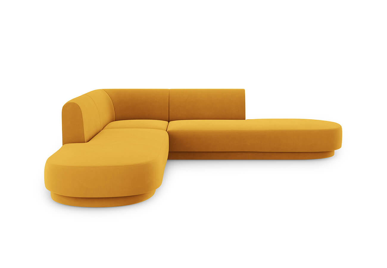 Pětimístná rohová pohovka Milany 248 cm samet žlutá
