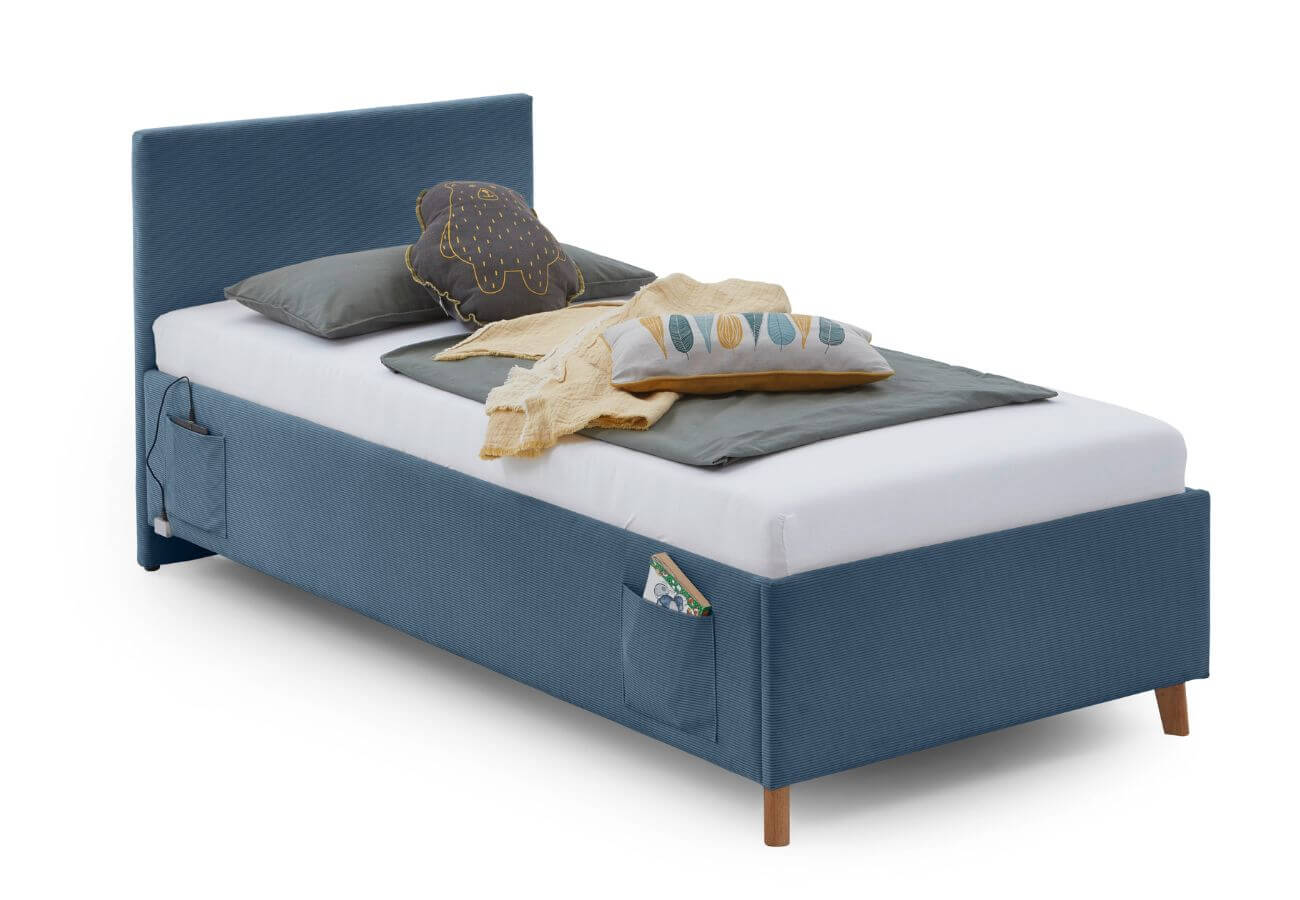 Dětská postel Loop 120 x 200 cm s úložným prostorem modrá
