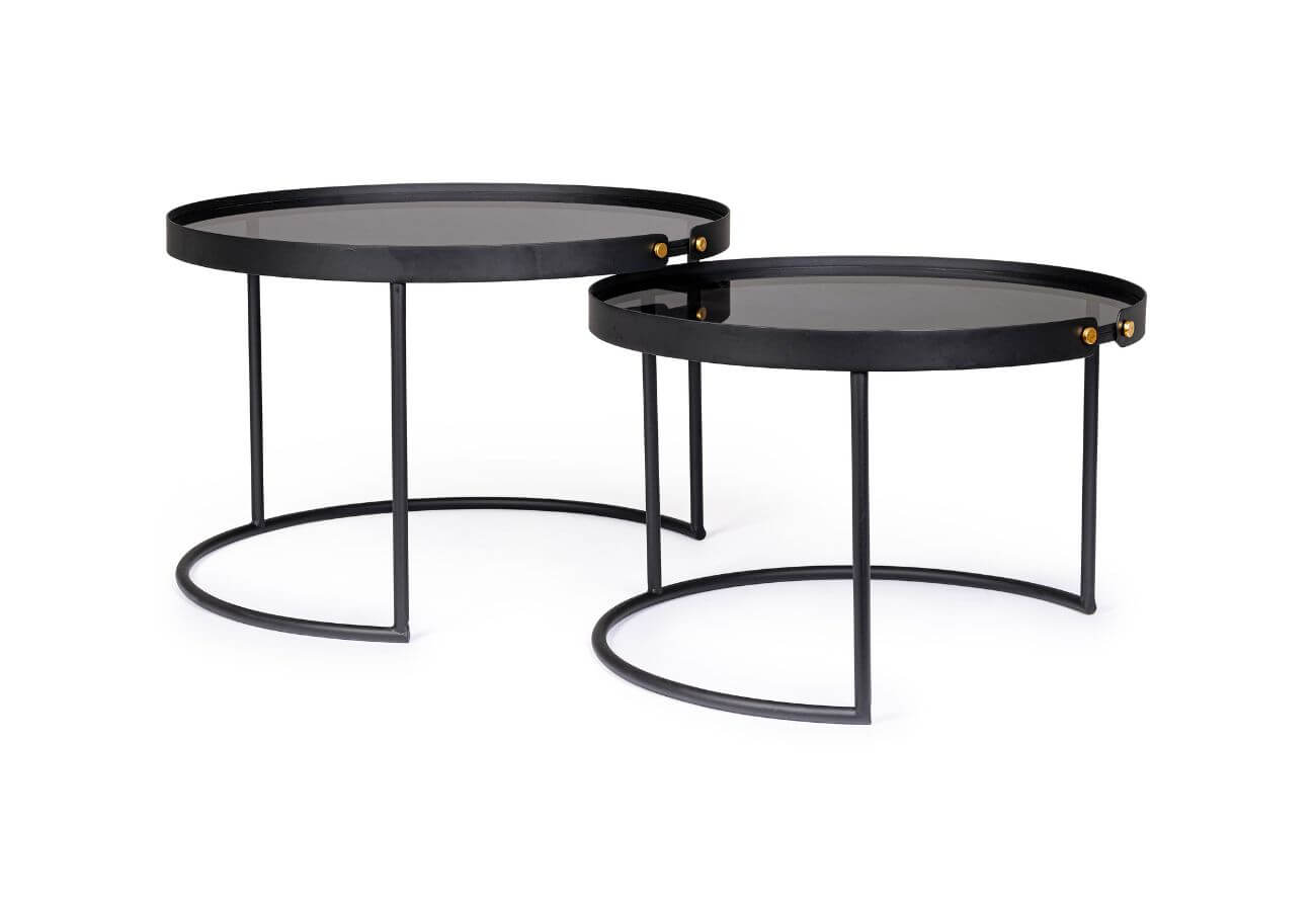 Set dvou konferenčních stolků Zeyna Ø58.5 a Ø66 cm černý