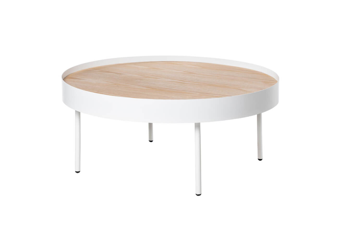 Konferenční stolek werad Ø 80 cm bílý/přírodní