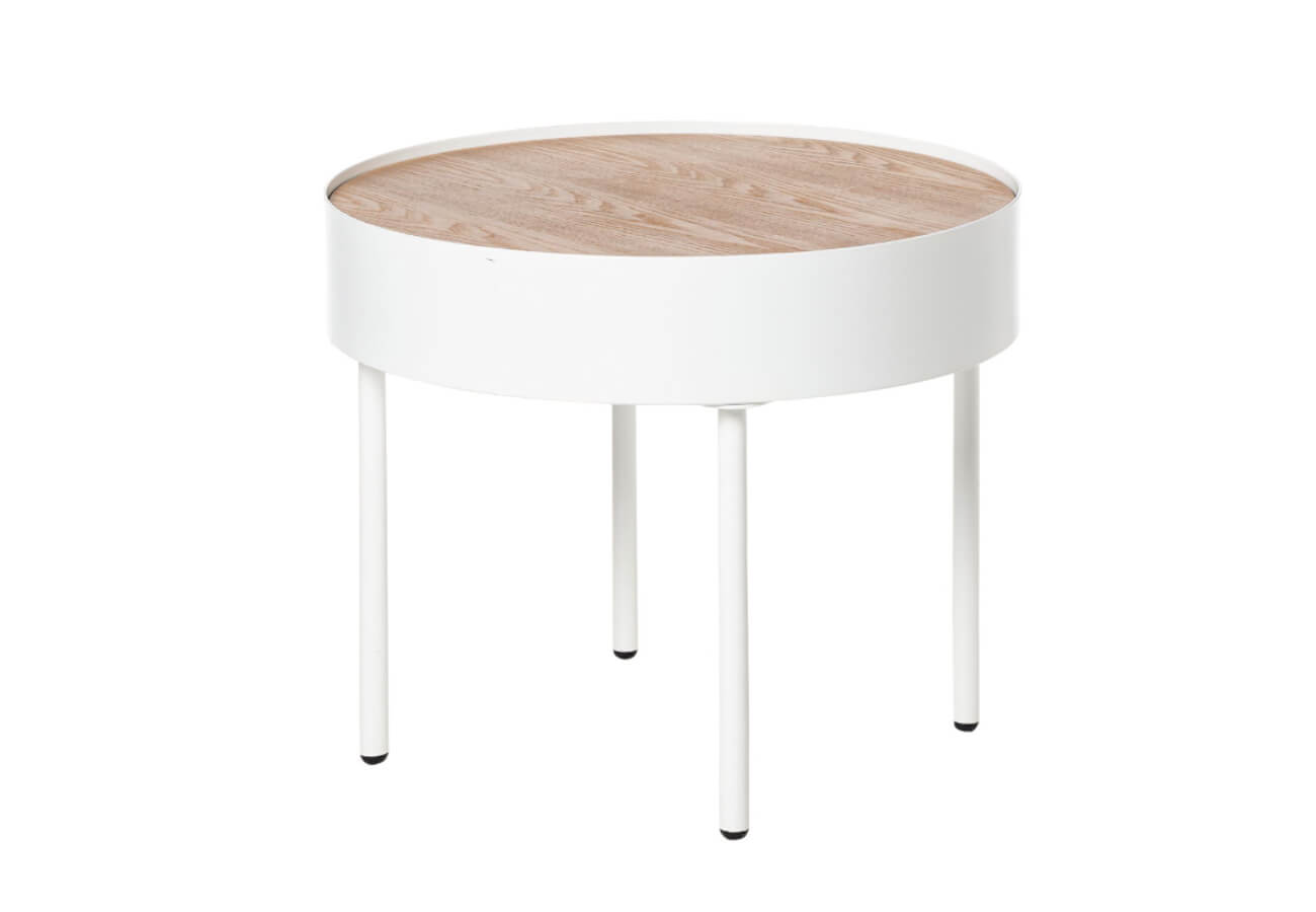 Konferenční stolek werad Ø 50 cm bílý/přírodní