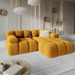 Modulární rohová třímístná  pohovka Bella 188 cm žlutá pravá