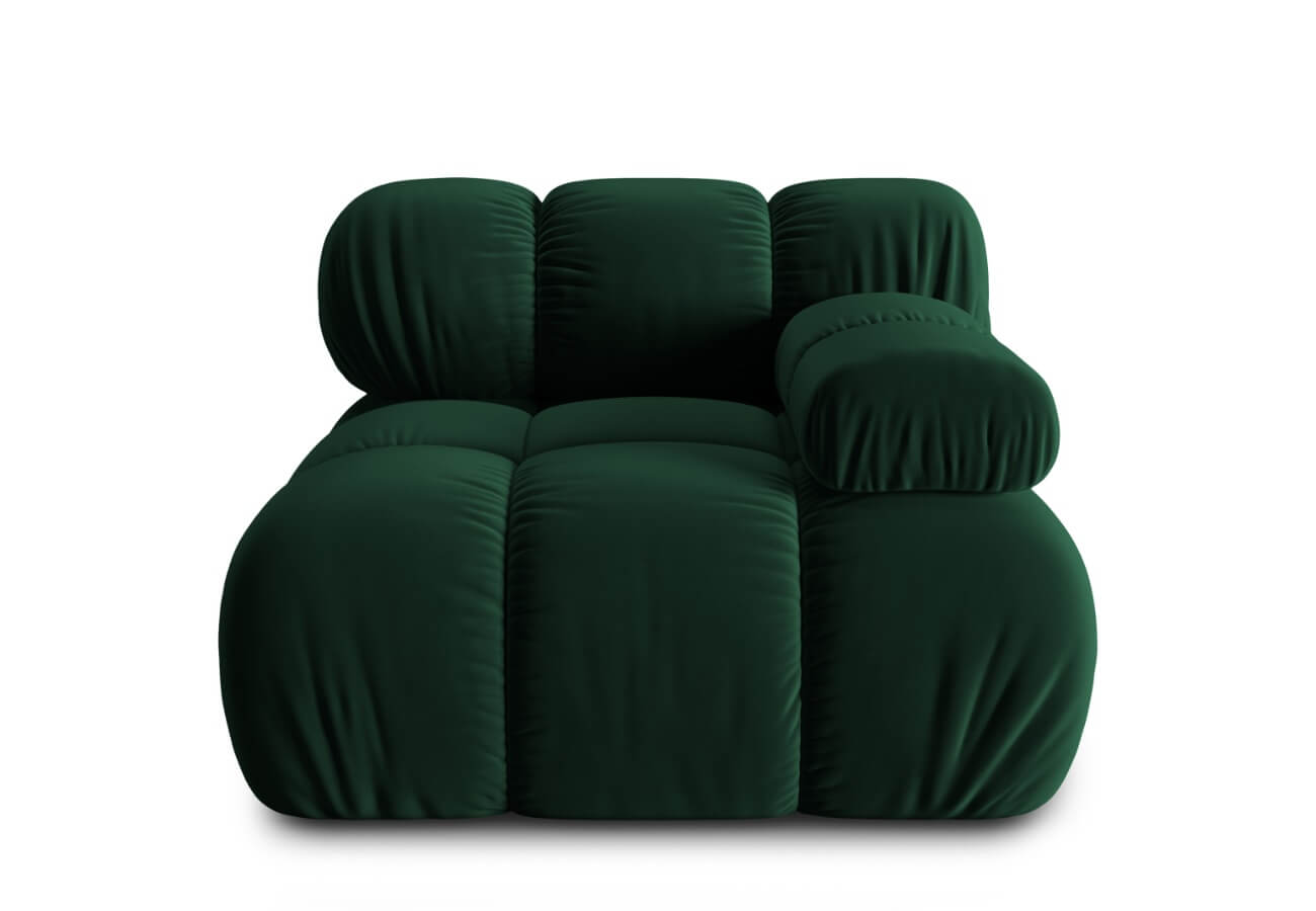 Rohový modul Bella 94 cm samet pravý zelený