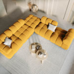 Lenoškový modul Bella 155 cm samet levý žlutý