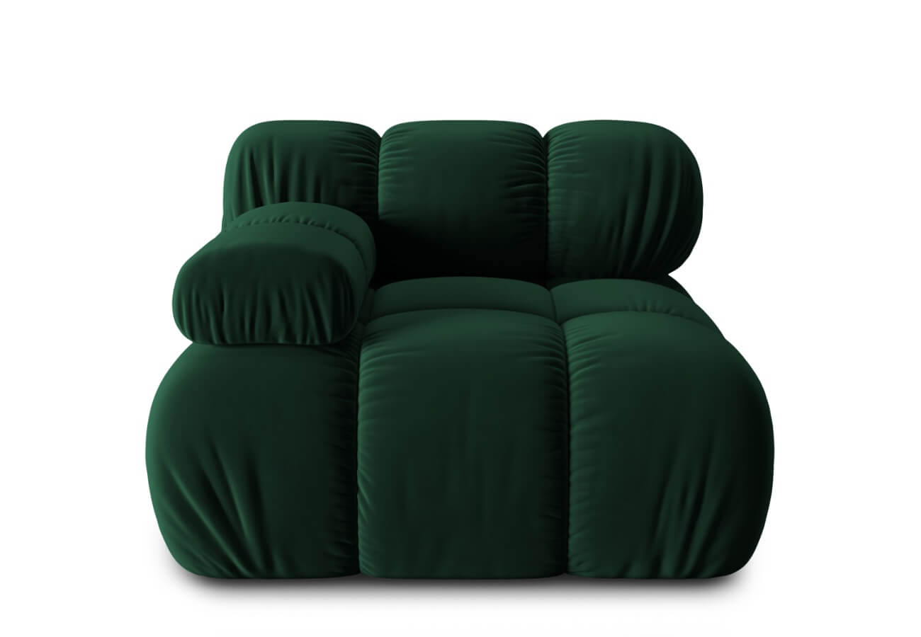 Rohový modul Bella 94 cm samet levý zelený