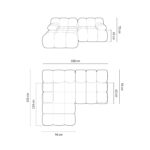 Modulární rohová třímístná  pohovka Bella 188 cm žlutá levá