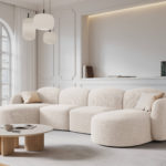 Rohová pohovka do tvaru U Claire 354 cm chenille béžová