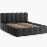 Čalouněná postel s úložným prostorem Pauline 160 x 200 cm antracitová