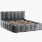 Čalouněná postel s úložným prostorem Pauline 140 x 200 cm chenille šedá