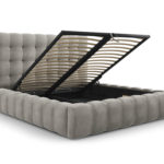 Dvoulůžková čalouněná postel Mamaia s úložným prostorem 140 x 200 cm samet šedá