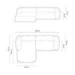 Rohová pohovka tarima 283 cm levá šedá