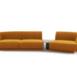 Čtyřmístná pohovka Milany se stolkem 303 cm samet pravá žlutá