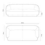 Dvoumístná pohovka milany 180 cm samet světle béžová