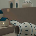 Dekorace Dům Greek bílo-modrá