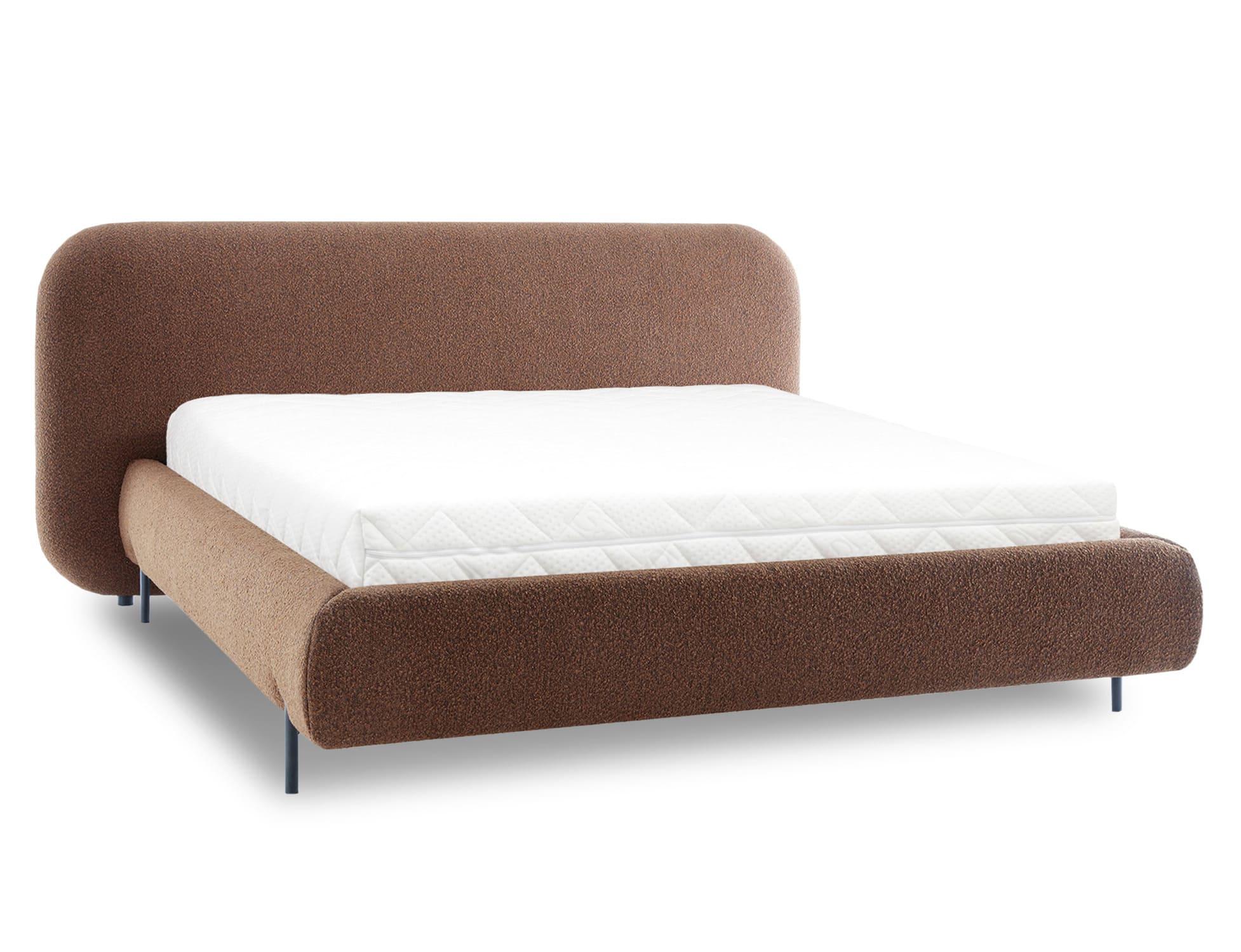 Dvoulůžková postel topio 160 x 200 cm s úložným prostorem chenille hnědooranžová