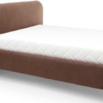 Dvoulůžková postel topio 160 x 200 cm s úložným prostorem chenille hnědooranžová