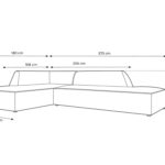 Rohová pohovka buro levá 273 cm manšestr petrolejová modrá