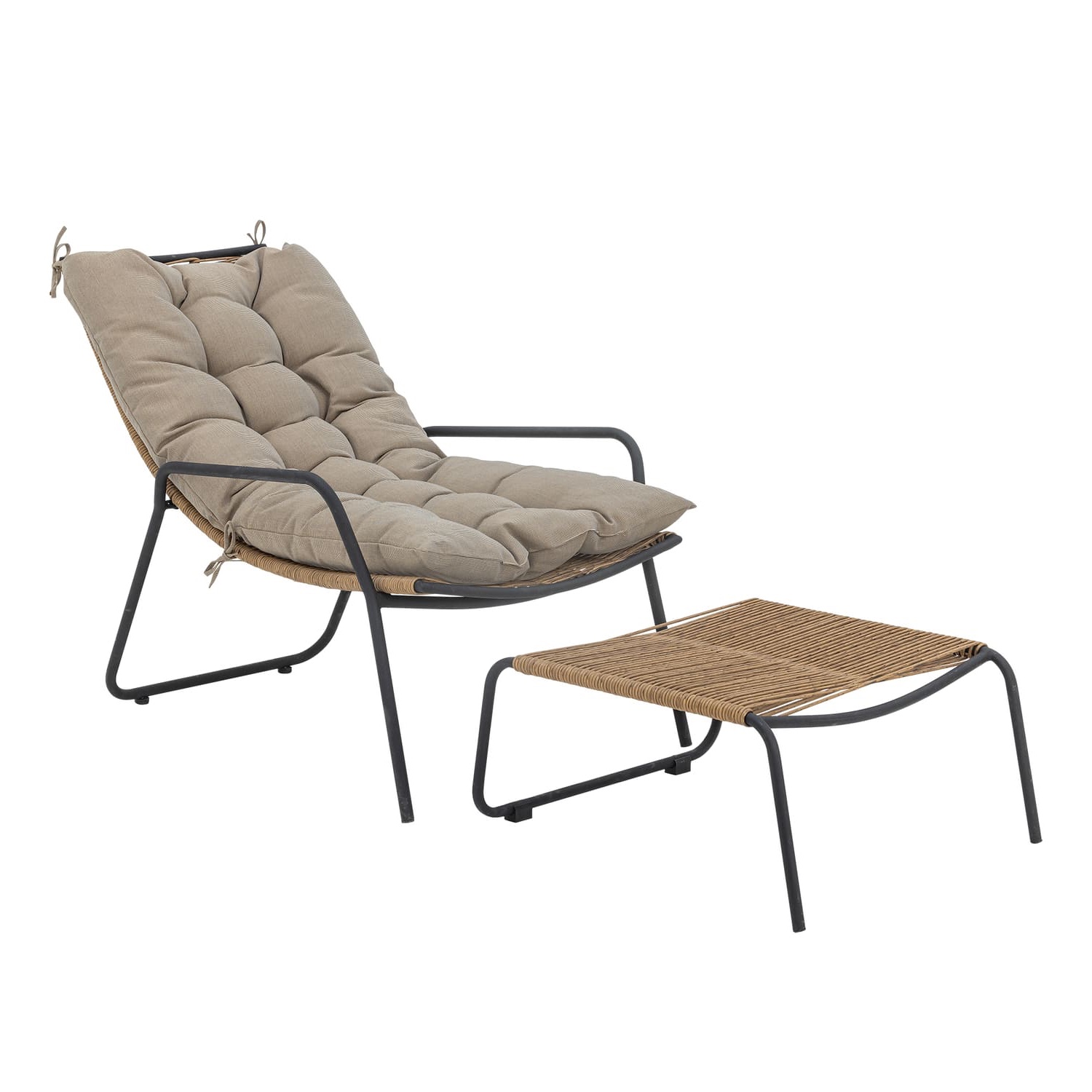 Zahradní křeslo Loeb s podnožkou přírodní