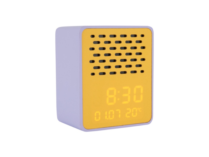 Budík s reproduktorem PAGI fialovo-žlutý