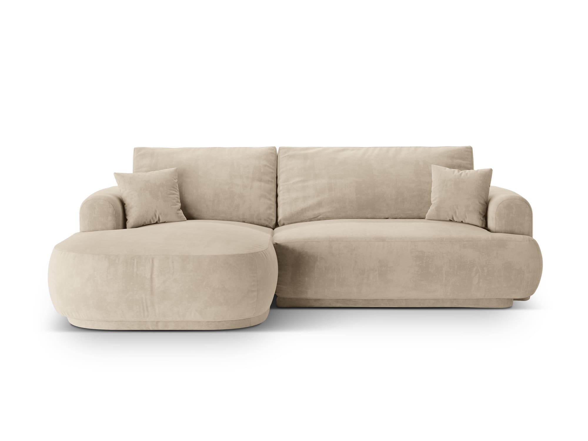 Rohová rozkládací pohovka s úložným prostorem Ellio 271 cm levá samet béžová