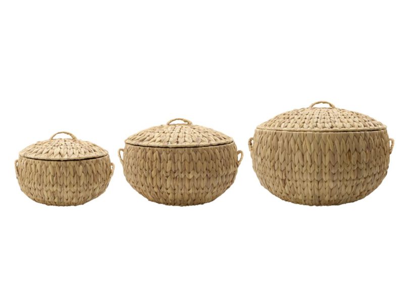 ÚLOŽNÉ KOŠE S VÍKEM WATER HYACINTH 3 KS