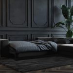 Rohová rozkládací pohovka rothe pravá 302 x 237 cm samet šedá