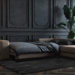 Rohová rozkládací pohovka rothe pravá 302 cm hnědá