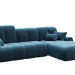 Rohová rozkládací pohovka tous pravá 290 x 172 cm samet modrá