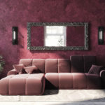 Rohová rozkládací pohovka tous levá 290 x 172 cm samet růžová