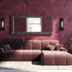 Rohová rozkládací pohovka tous pravá 290 x 172 cm samet růžová