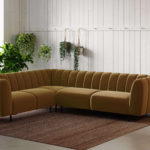 Rohová pohovka shel levá 280 cm samet medová