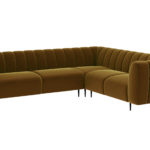 Rohová pohovka shel pravá 280 cm samet medová