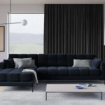 Rohová pohovka mamaia levá 293 cm samet tmavě modrá