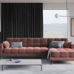 Rohová pohovka mamaia pravá 293 cm samet růžová