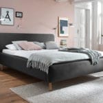 ČALOUNĚNÁ POSTEL TAUPE 140 X 200 CM TMAVĚ ŠEDÁ