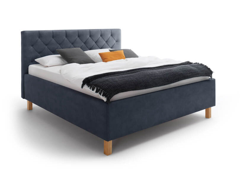Čalouněná postel kartika s úložným prostorem 160 x 200 cm modrá